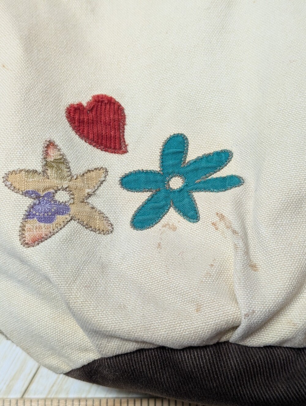 Canvas Crossbody Bag with Purple Peace Appliqué - Picture 9 of 12